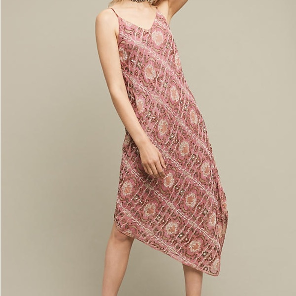 Anthropologie Pink Asymmetrical Dress. New. With tags. Never worn.